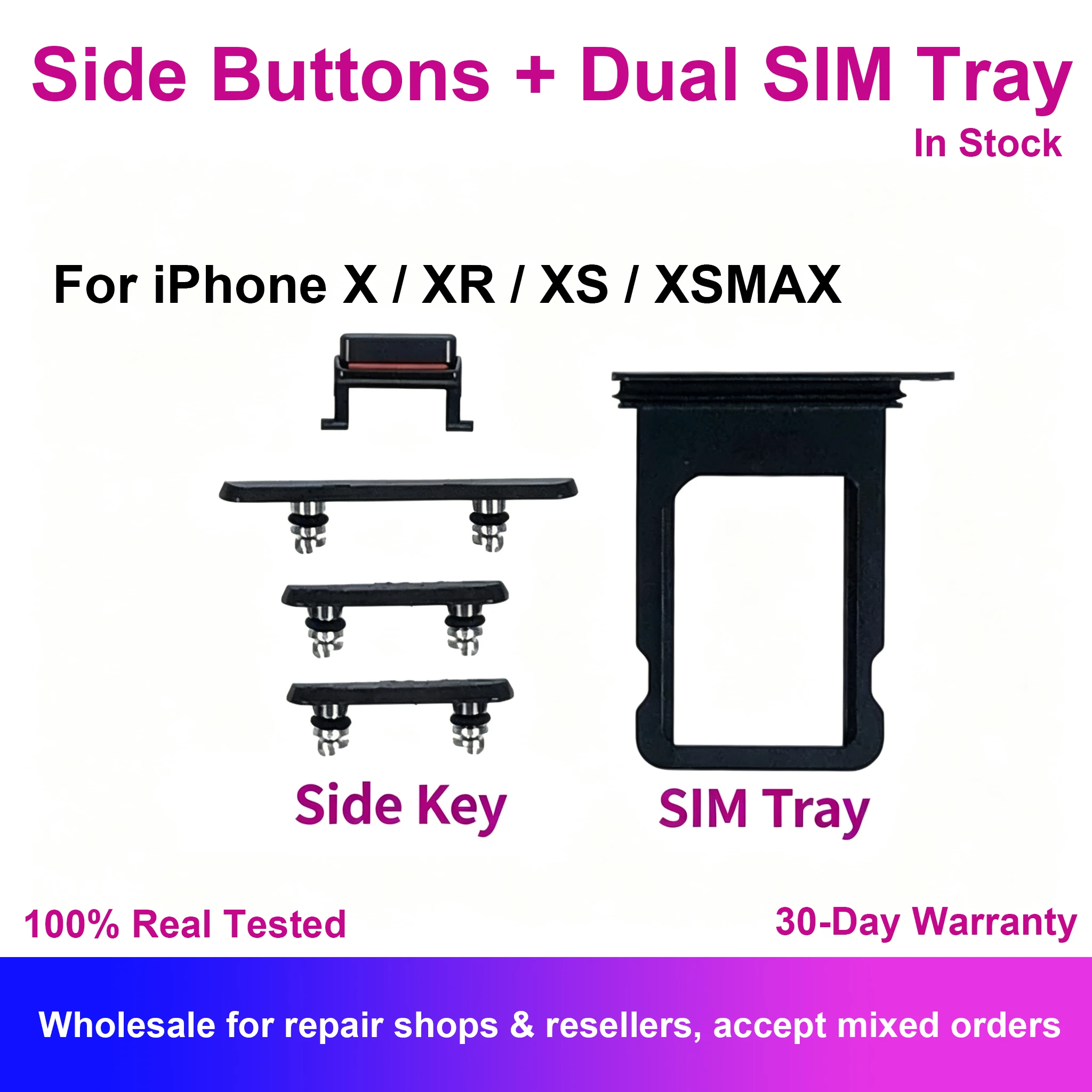 Power Volume Vibration Side Button Outer SIM Card Tray For iPhone X XR XS XSMax Full Set Complete Replacement Repair Spare Parts