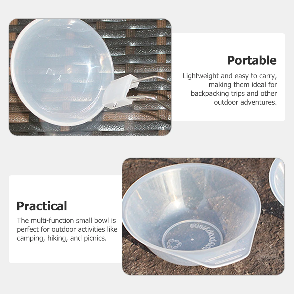 

1Set Transparent Plastic Reusable Bowl and Spoon Outdoor Camping Picnic Multi-Function Compact Lightweight Stackable Soup