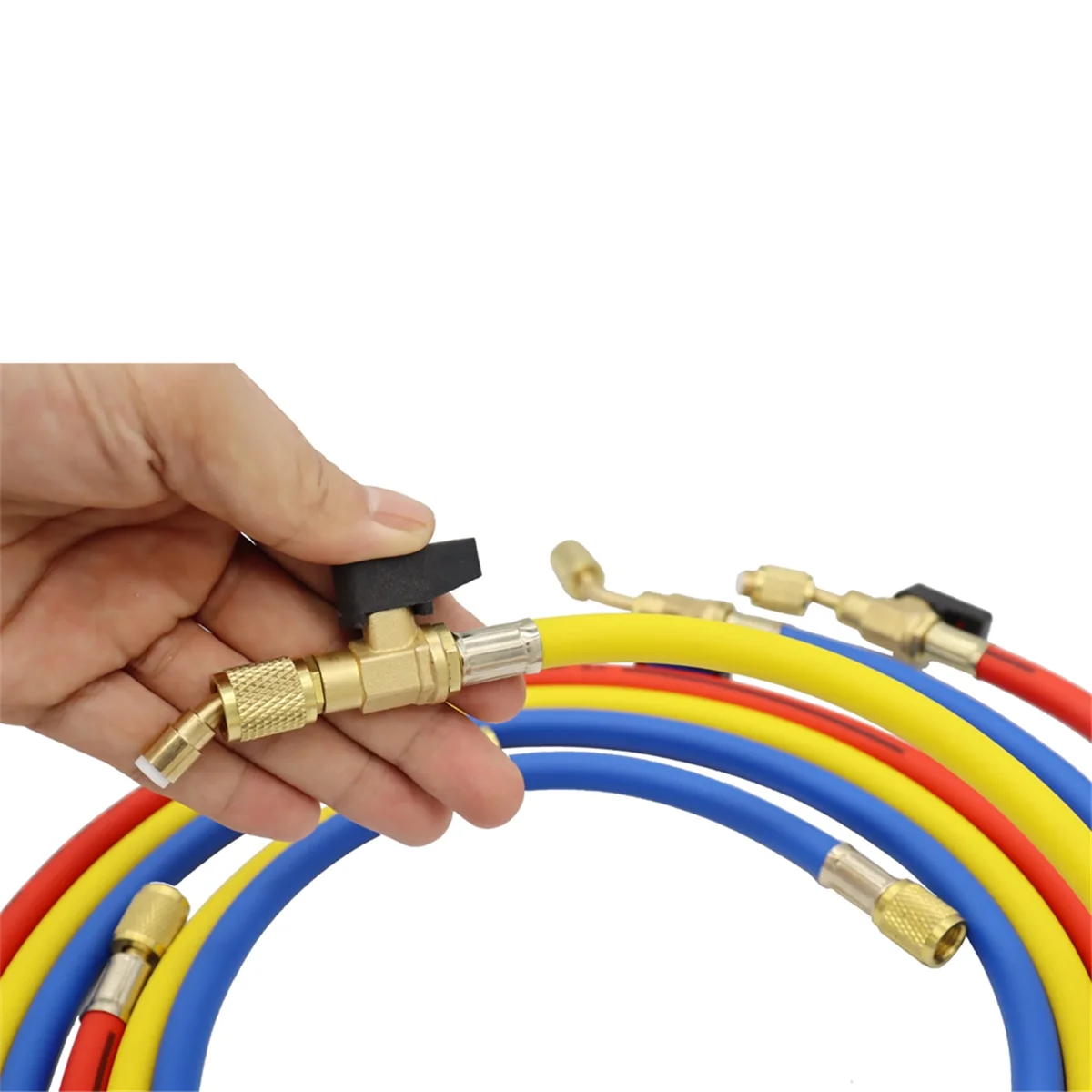 خراطيم شحن A/C جديدة 3C-1.6M مع صمامات كروية HVAC 1/4In SAE مناسبة لضبط سائل التبريد R134A R12 وتكييف الهواء