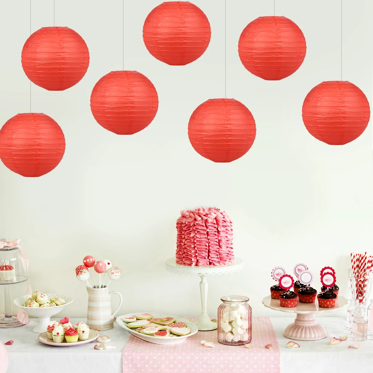 

6pcs Paper Lanterns Chinese Traditional Hanging Lanterns for Spring Festival Christmas Wedding Party Decorations Lightweight
