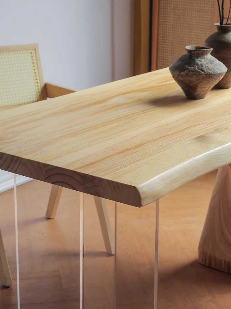 Acrylic solid wood floating dining table, modern simple rectangular office desk