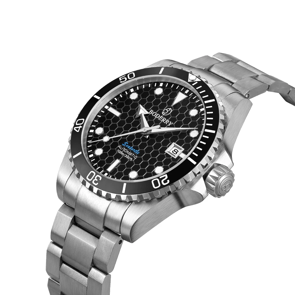 Boderry Titanium Diver Watch Automatic Mechanical Wristwatch Mens Seiko NH35 Sport 100M Waterproof Luxury Watches With Free Gift