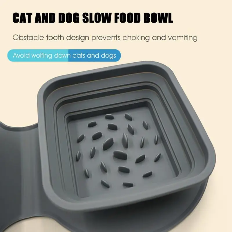 Cat Slow Feeder Bowl Dog Feeding Bowls Cat Bowl Folding Cat Feeder Anti-Choking Slow Food Bowl 2 Bowls Dog Dishes Slow Feeder