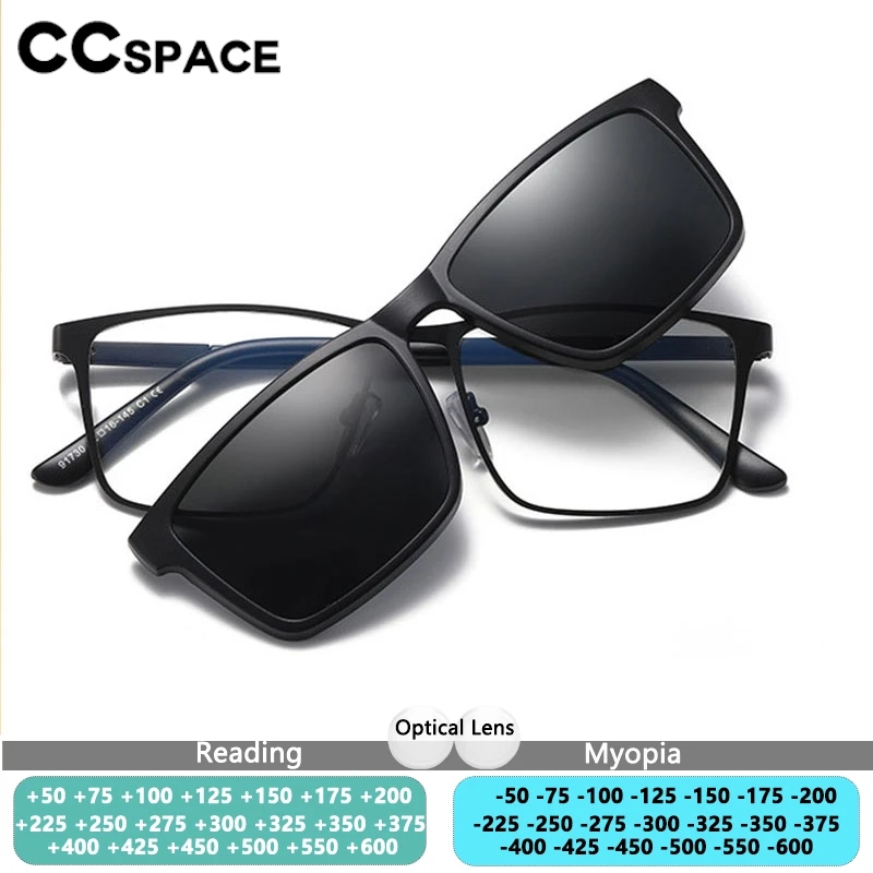 CCspace Magnet-Clip-On-Brillengläser mit Sehstärke, blendfreie, polarisierte Sonnenbrillengläser für Herren, antireflektierende Gläser, Myopie-Brillen