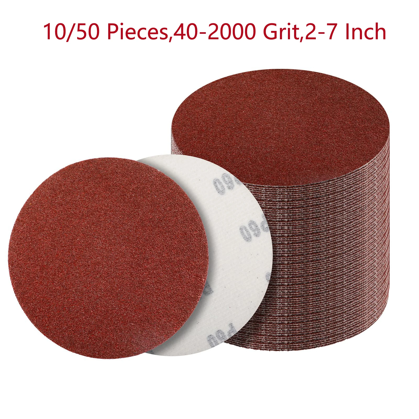 10/50 PCS Sanding Discs 2/3/4/5/6/7 Inch Hook and Loop 40-2000 Grits Sandpaper for Random Orbital Sander Woodworking Polishing