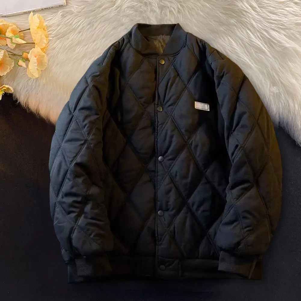 الرجال Bomber سترة مبطن اسكواش البيسبول سترة الشتاء الدافئة معطف مبطّن عادية فضفاضة تناسب الذكور أبلى للعمل الشارع اليومي