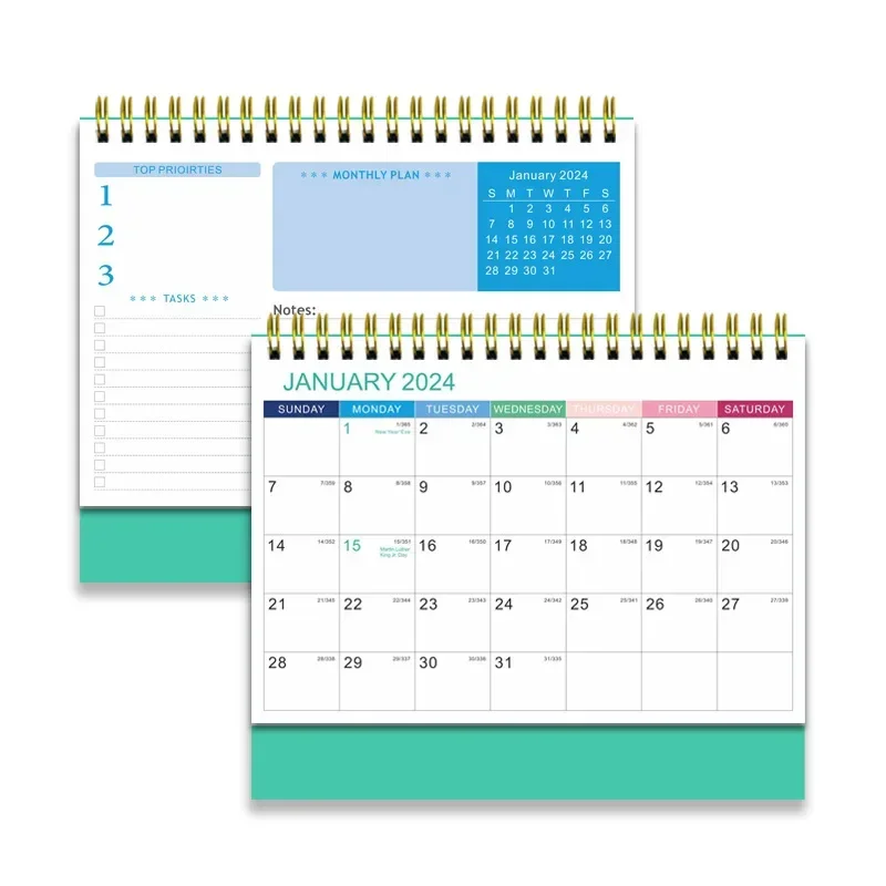 大型カレンダー,デュアルサイドコイルブック,年次,整理整頓,リストバンド,毎月,デイリープランナー,オフィス,学校用品,2024