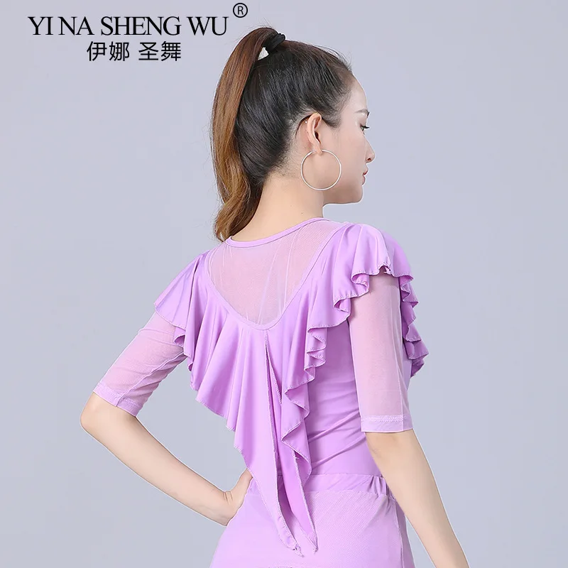 

Женские топы для современных танцев, рубашка для латинских танцев, новые топы для бальных танцев Gitaba для взрослых, топы с короткими рукавами, одежда для выступлений