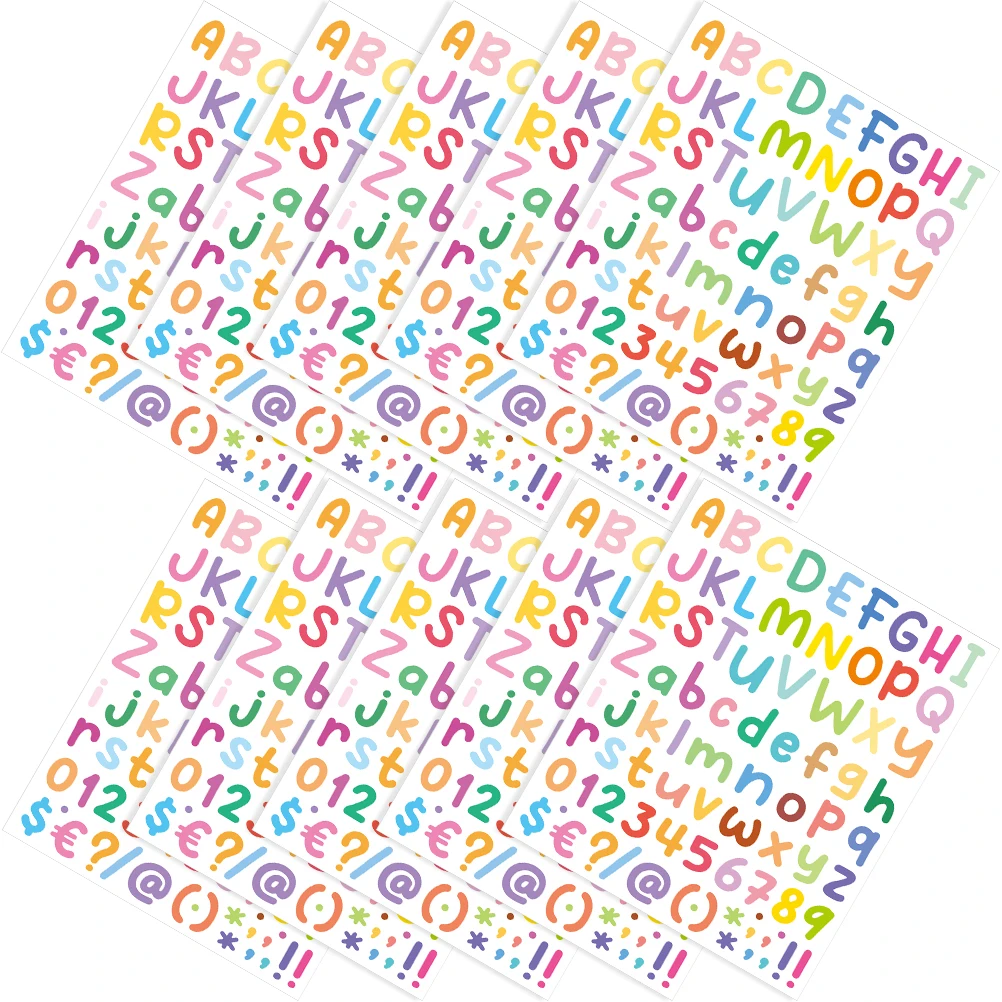 

10 Sheets Outdoor Alphabet Stickers Letter Number Colored Decals for Crafts Travel