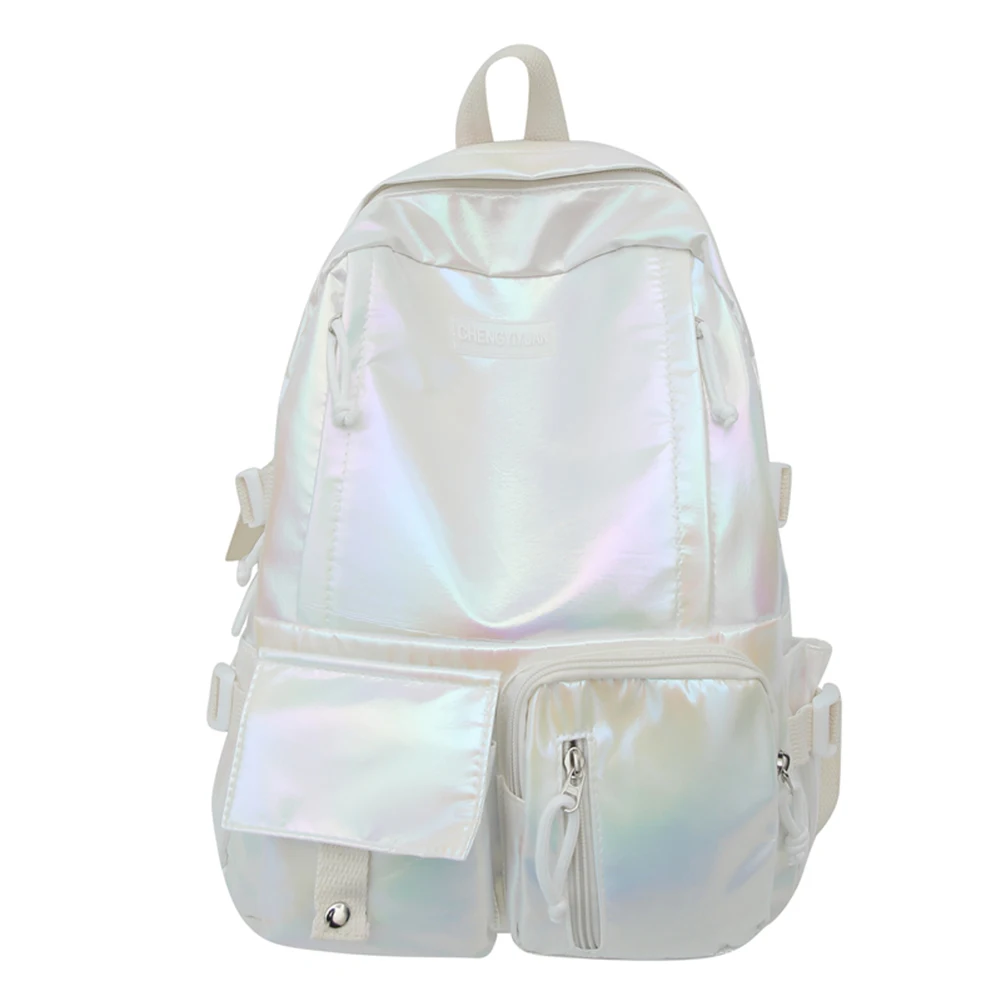 Women Laser Backpack Multi-Pocket Campus Backpack Large Capacity Double Shoulder Bag for Middle High School Students