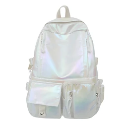 Women Laser Backpack Multi-Pocket Campus Backpack Large Capacity Double Shoulder Bag for Middle High School Students