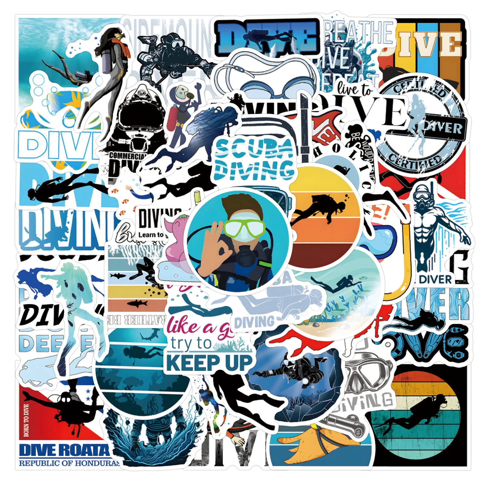 

10/55/110PCS Diving Underwater Activities Snorkel dive Graffiti DIY Decorative Laptop iPad Suitcase Waterproof Stickers Kids Toy
