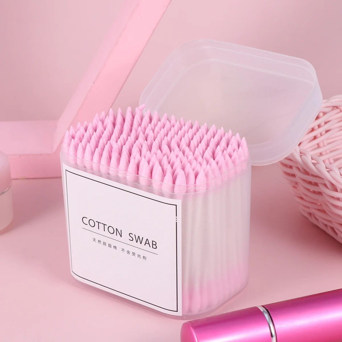 300 Pcs Toothpick Cotton Swab Rod Eyelash Extension Buds Isopos for Ears Disposable Makeup Petals Tool Spoon