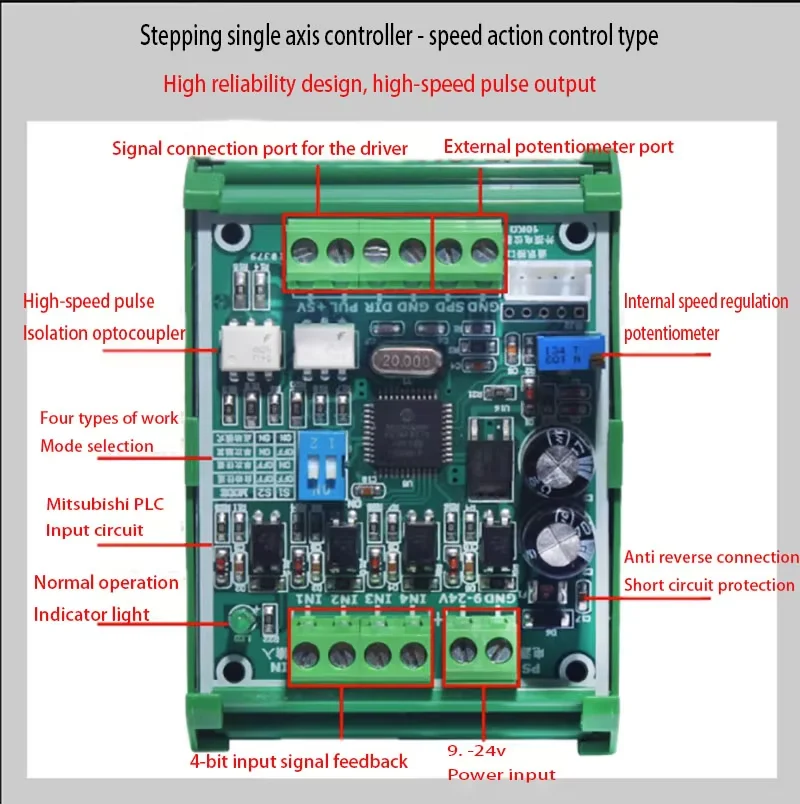 Single axis controller multifunctional foolproof stepper servo motor speed regulator potentiometer speed pulse controller