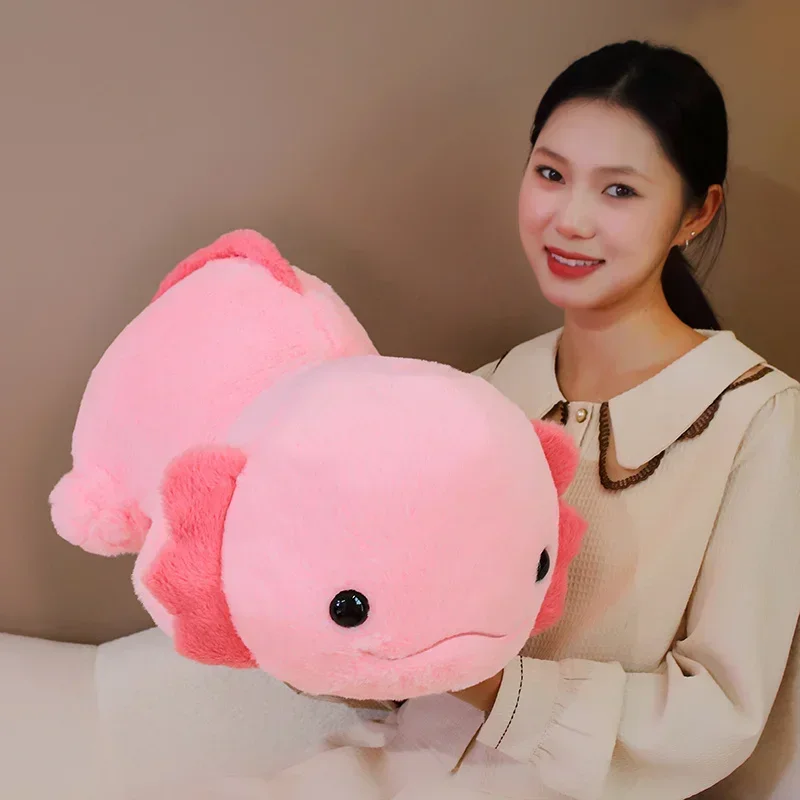 Cute Pink Newt Plush Toy Stuffed Animal Axolotl Salamander Fuzzy Long Plush Fish Appeasing Pillow Cushion Kids Gift