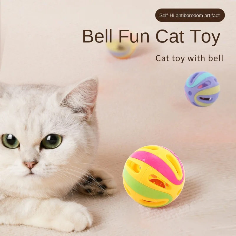 New Internet Celebrity Colorful Splicing Bell Ball Cat Teasing Bell Toy Ball Cat Teasing Toy