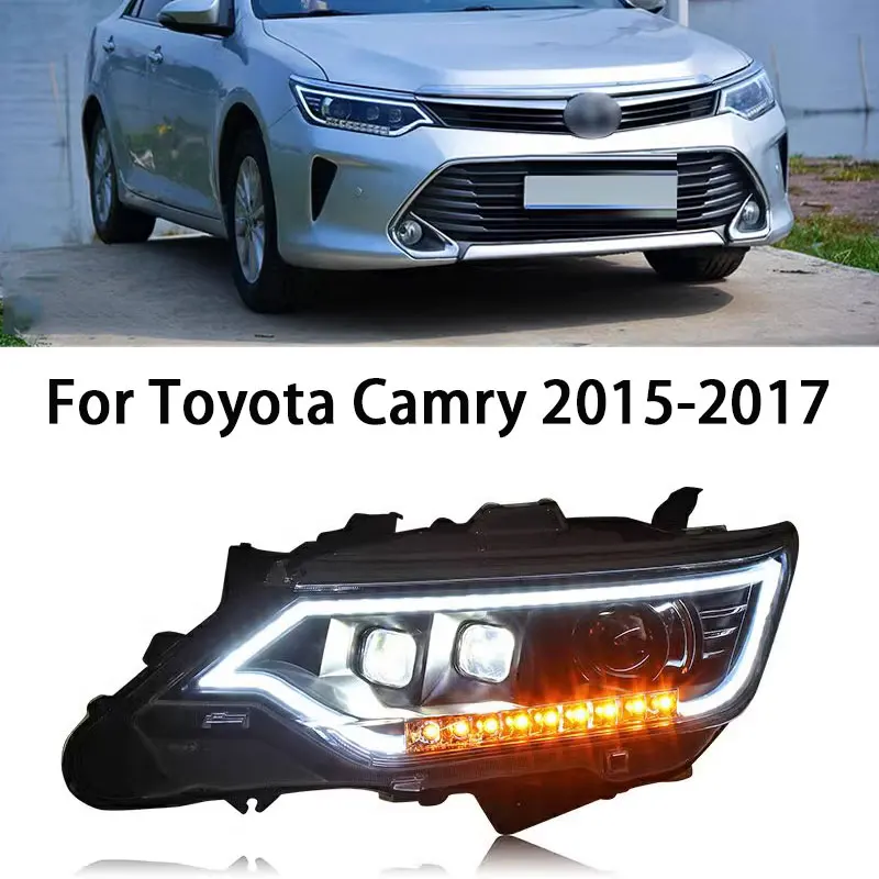 

Автомобильные фары для Toyota Camry 2015-2017 светодиодные фары DRL, ходовые огни Bi-Xenon Beam Противотуманные фары с ангельскими глазками Auto