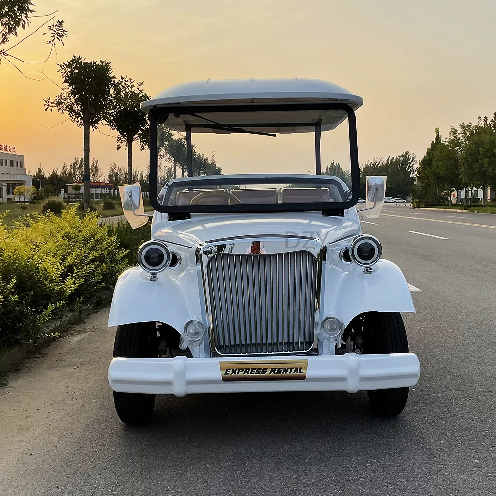 2025 Novo design cor azul escuro novo design 14 lugares 4 rodas 72V 5Kw carros clássicos de turismo elétrico vintage