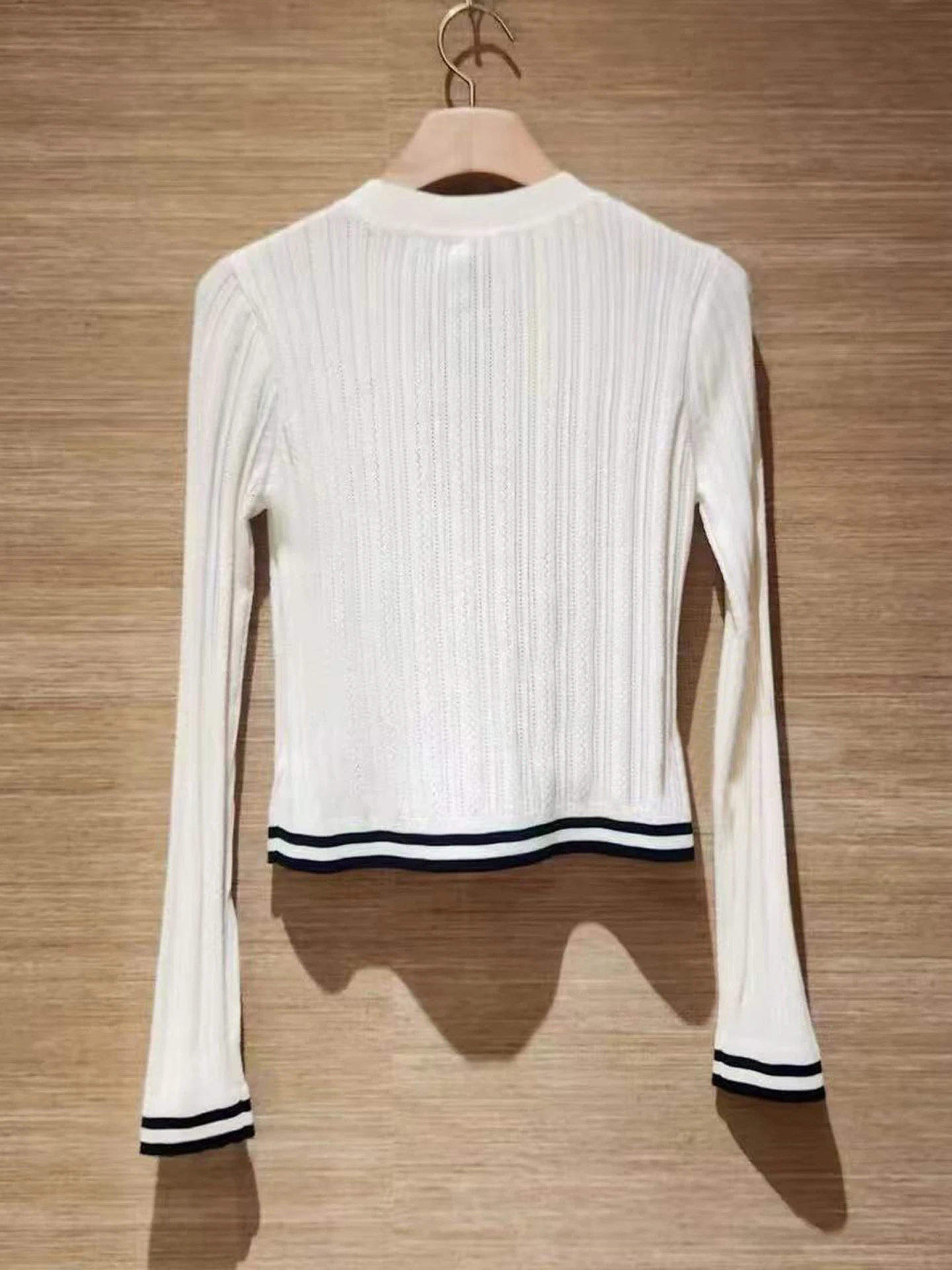 

S Home Nan You High End Women's Knitted V Ne Striped Open Cardigan Top Faionable Commute Sle Regular Fit Long Sve