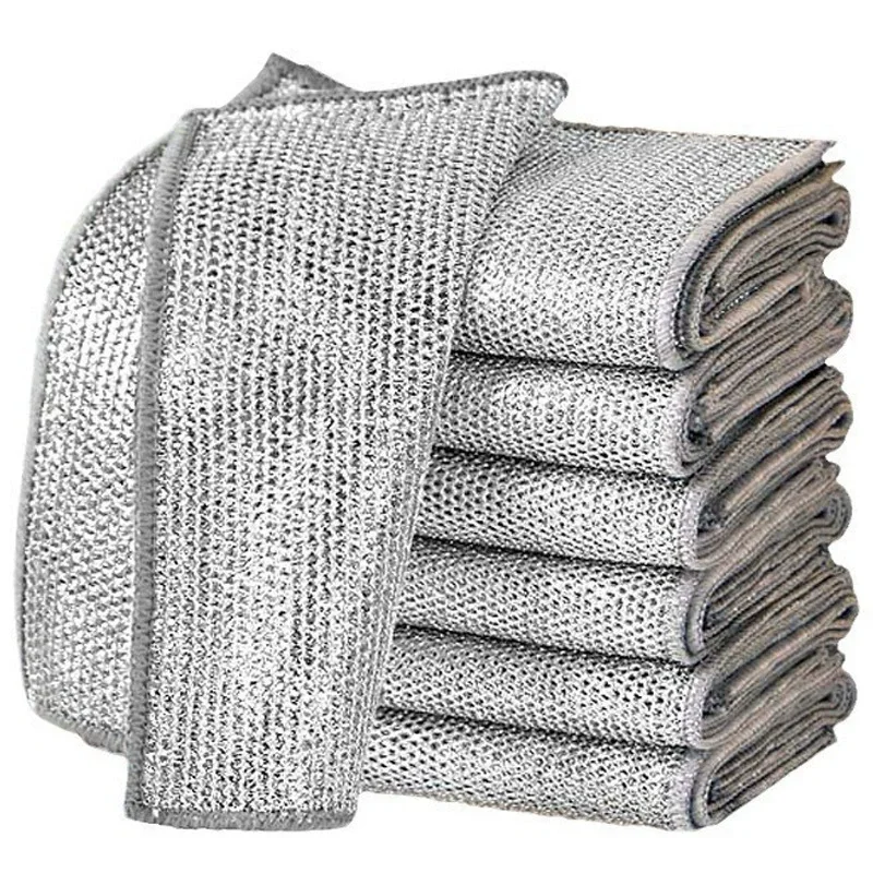 

10Pcs Wire Dishwashing Rag, Multifunctional Non-Scratch Wire Dishcloth for Cleaning Kitchen Bathroom