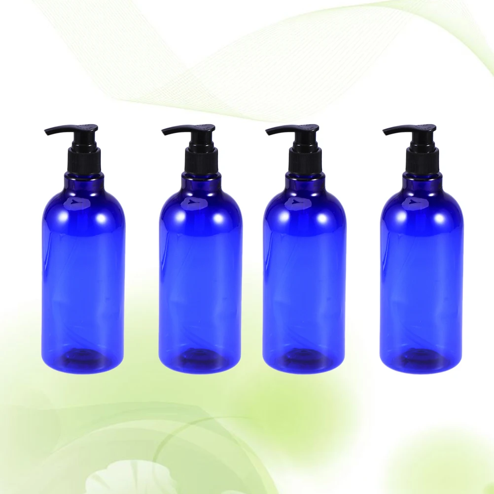 

4pcs Press-Type Dispenser Bottles 500Ml Blue Portable Plastic Travel Container For Lotion Cream Serum Shampoo Refillable
