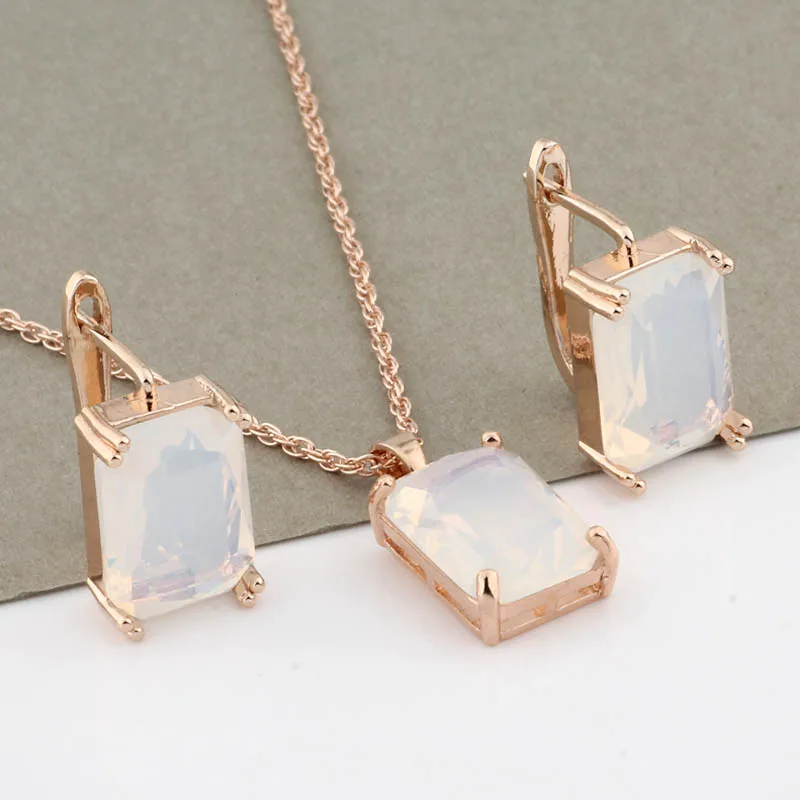 New Arrivals 585 Rose Gold Color High Quality Jewelry Sets For Women Necklace And Earrings Party Fashion Jewelry Sets