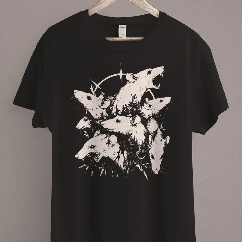 الموت الأسود تي شيرت القرون الوسطى الفئران قميص القوطية الجرونج الملابس الرعب القوطي التاريخ الجمالي الظلام الأكاديمية رجل وامرأة تي شيرت علوي #4