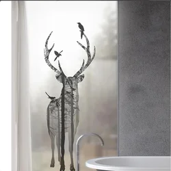 Privacy Window Film UV Blocking Heat Control No Glue Static Cling Frosted Semi-transparent Animal Decorative Window Sticker