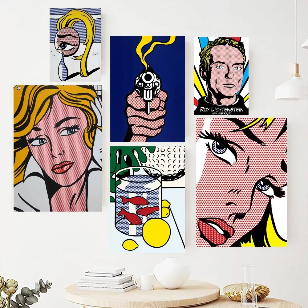 Abstract Pop Roy Lichtenstein Poster Paintings on The Wall Picture for Living Room Interior Painting Room Decoration