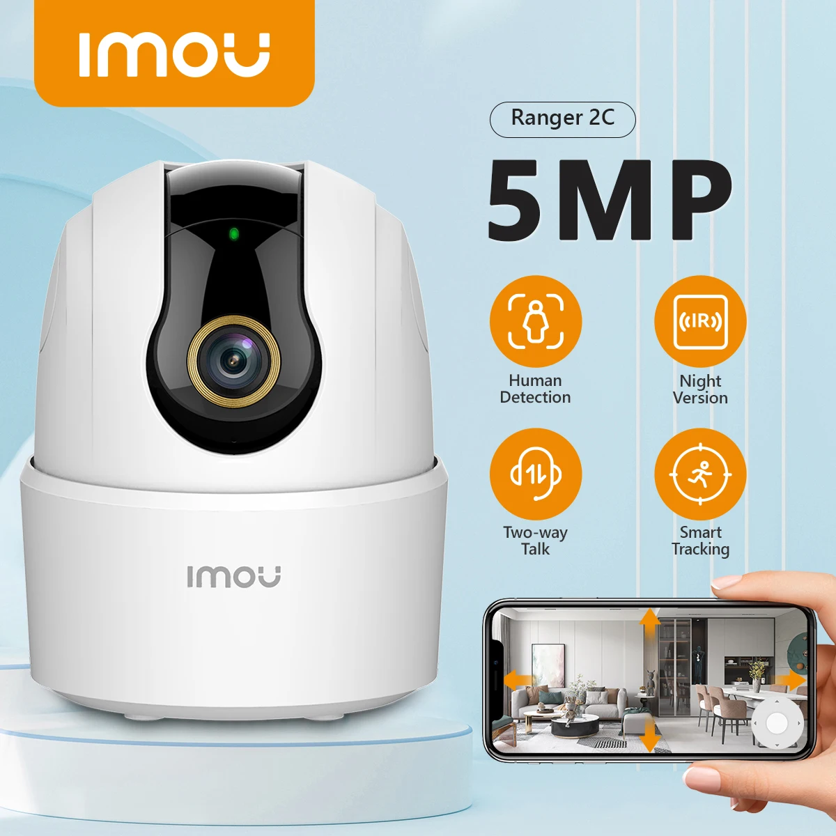 

IMOU Ranger 2C 5MP Wifi Camera Two-way Talk Surveillance Security Human Detection Smart Tracking Night Vision Pan&Tilt Camera