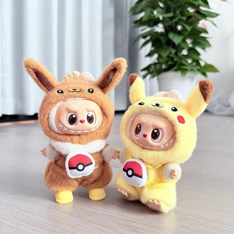 4 Stile für Labubu-Kleidung, Pokemon-Pikachu-Set, Rollenspiel-Kostüm, animierte Charaktere, Labubu-Zubehör (keine Puppen)
