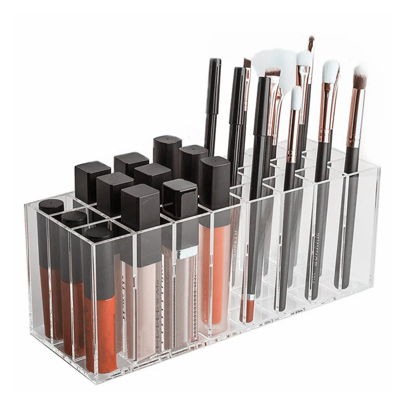 Acrylic Lip Gloss Holder 24 Slots Lipstick Box Display Stand Sundry Storage Box Cosmetic Makeup Organizer Holder Storage Case