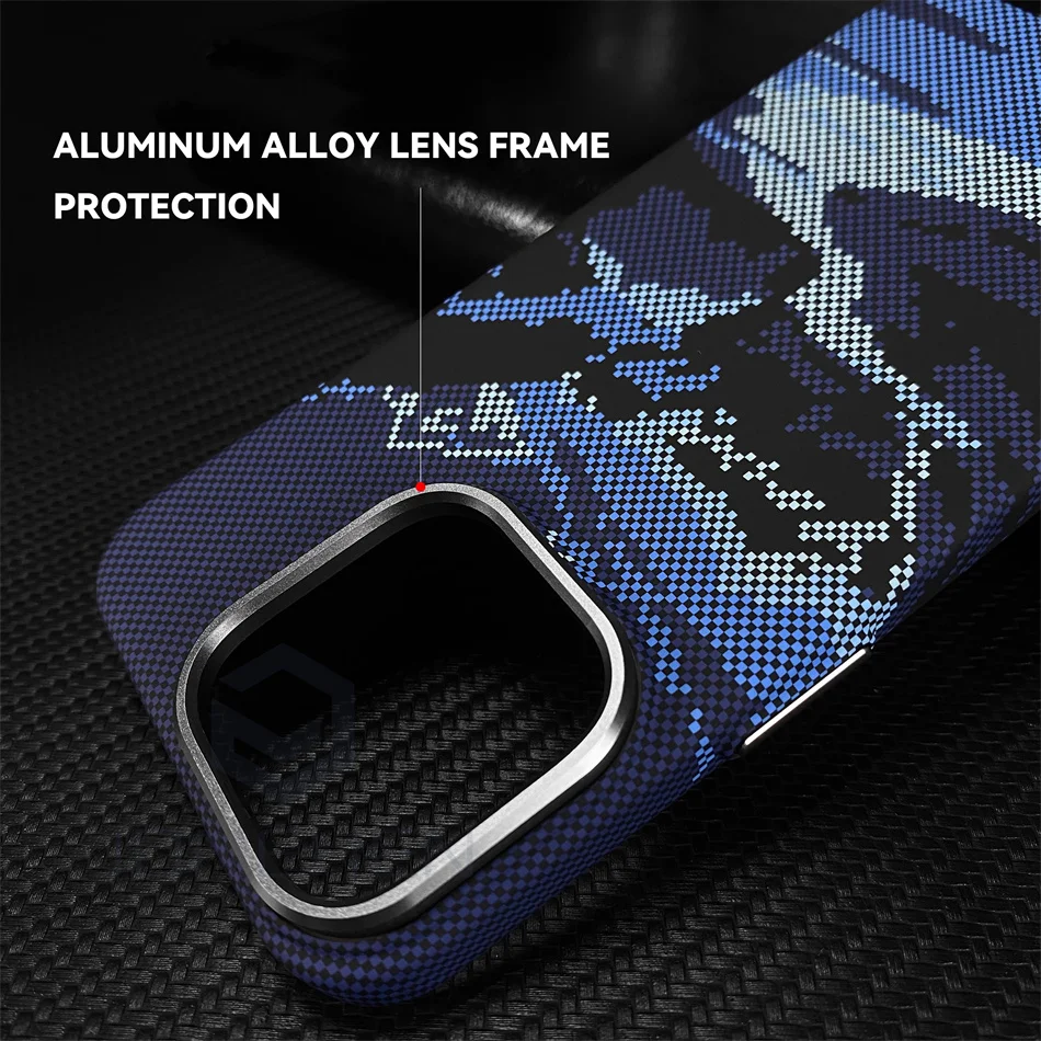 For Magsafe 3D Relief Rivers Carbon Fibre Pattern Case For iPhone 14 15 Pro Max 15pro Wireless Charge Alloy Lens Hard Slim Cover