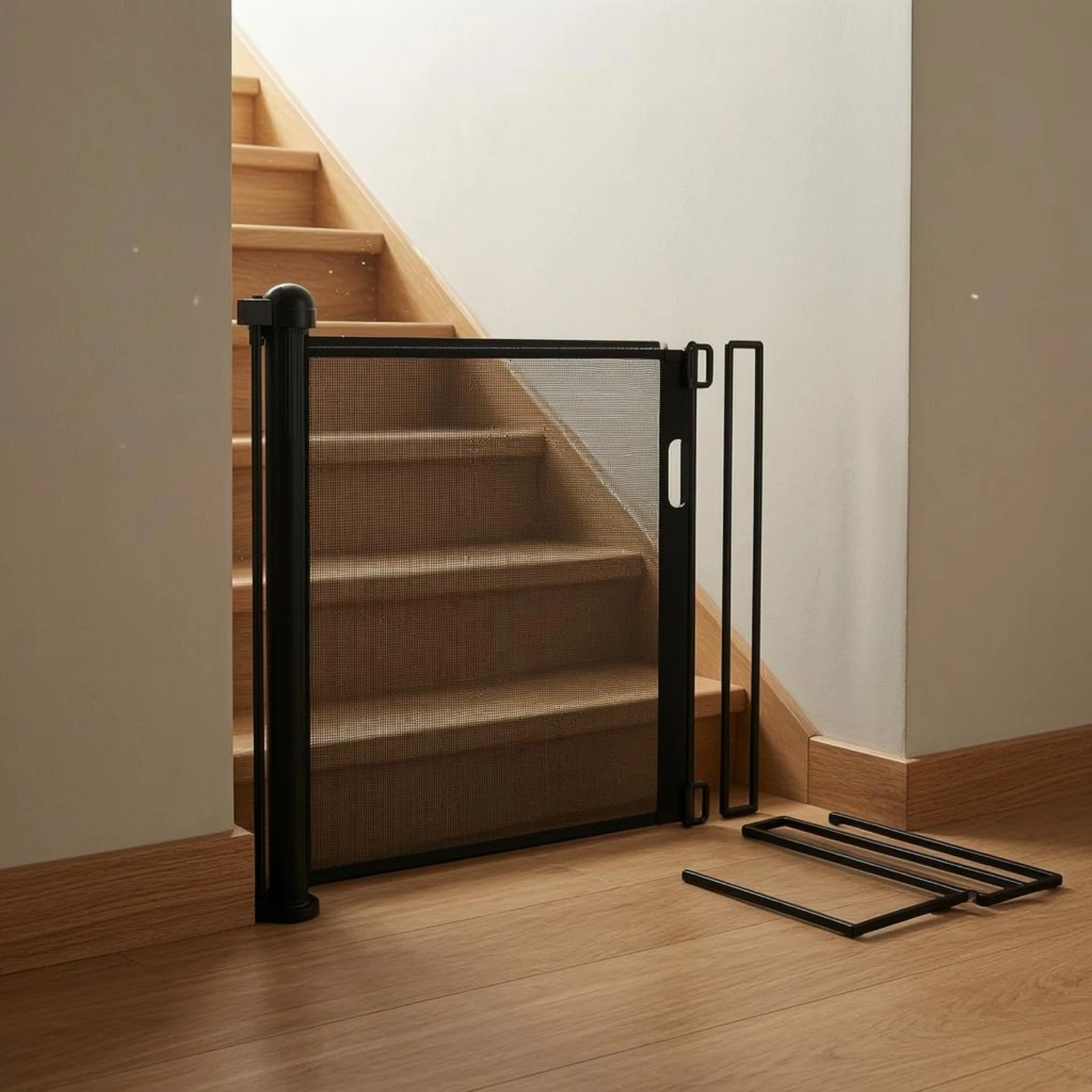Retractable Mesh Gate Rigid Frame Retractable Safety Gate Indoor Safety Barrier Adjustable Width Easy Installation for Doorways