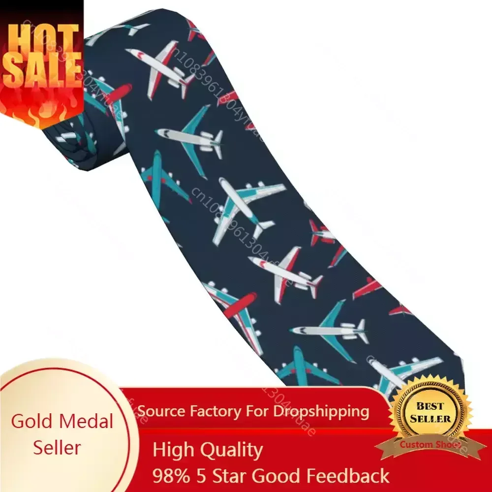 

Pattern Of Airplanes Necktie Men Women Casual Polyester 8 cm Classic Neck Ties for Men Accessories Office