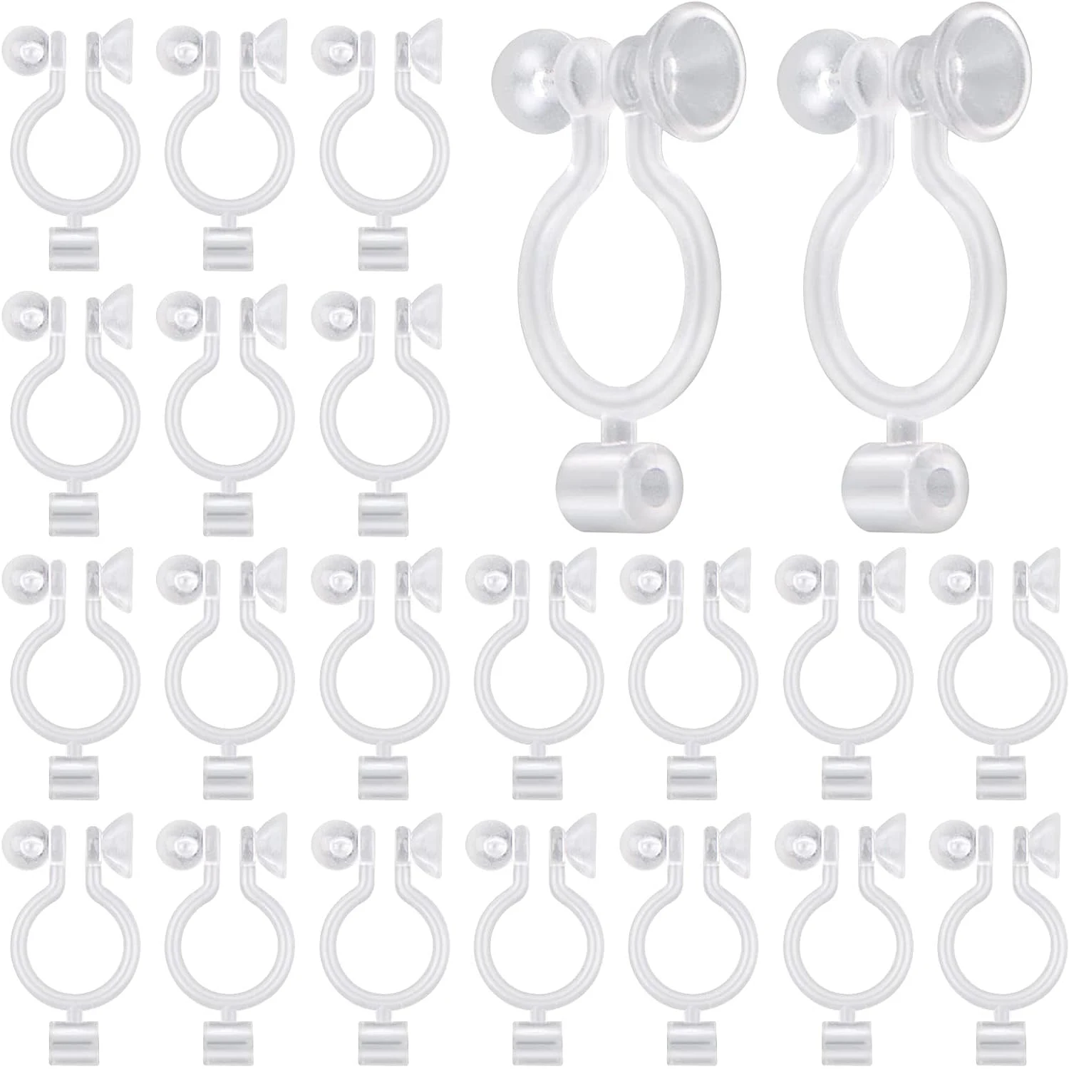 

50 шт. невидимых пластиковых клипсов-конвертеров для серег, прозрачные, подходят для страз 3 мм, с застежками-пуговицами