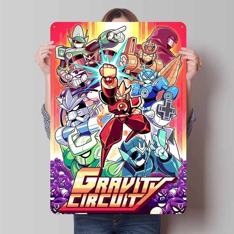Gravity Circuit Spielcover Kunst Blechschild Poster Individualisierte Wandkunst Retro Vintage Metallschilder für Gamer Gaming-Raum Dekoration