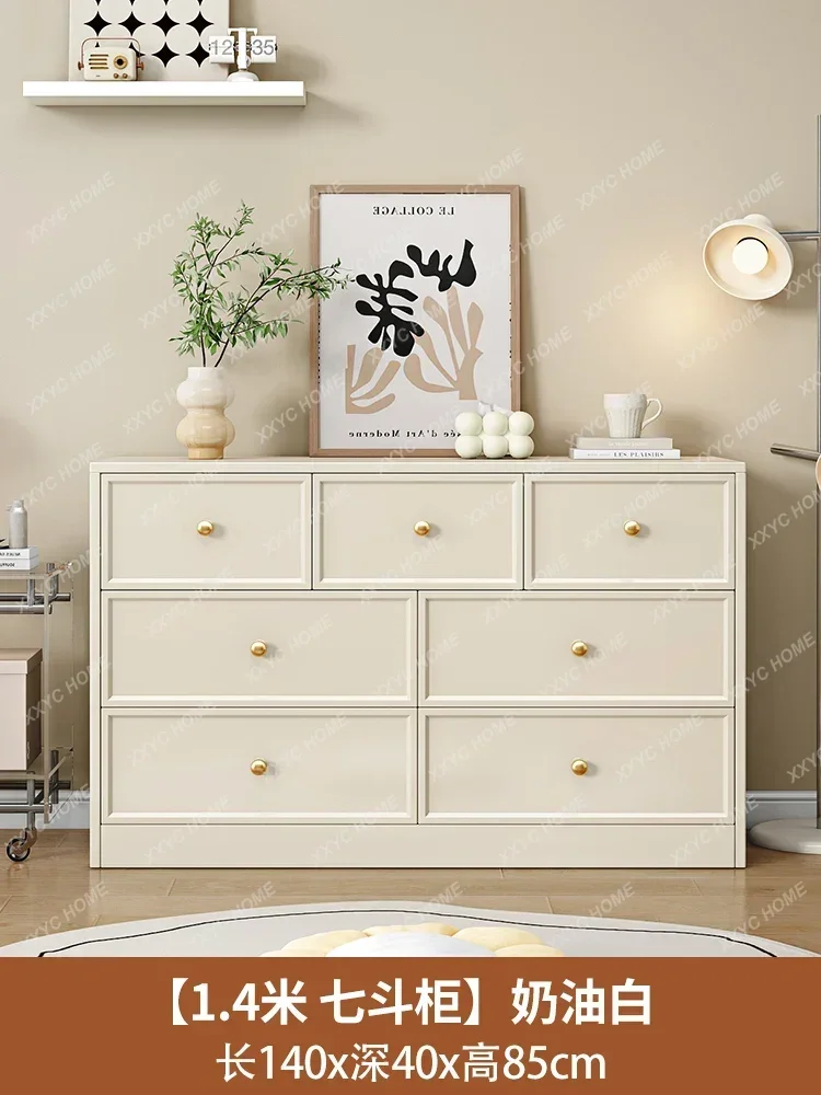Luxury Cream Dresser Cabinet Modern Premium Hidden Storage Living Room Cabinets Vintage Handles Home Furniture