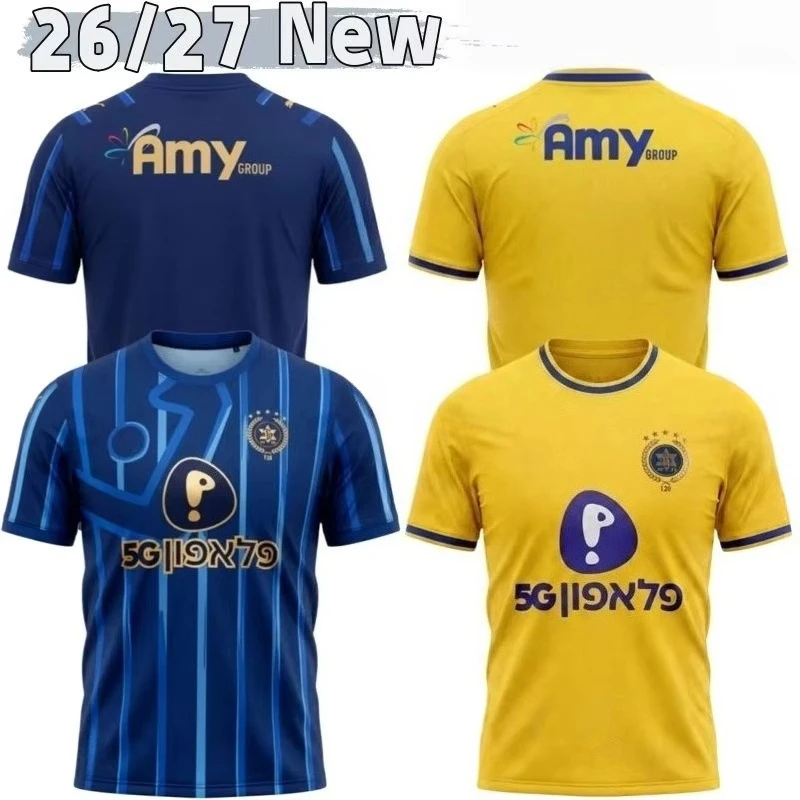 2026-27 Summer Printed Unisex Maccabi Tel Aviv Home Football Jersey Sports Quick-dry Breathable T-shirt Casual Family Kids Tee