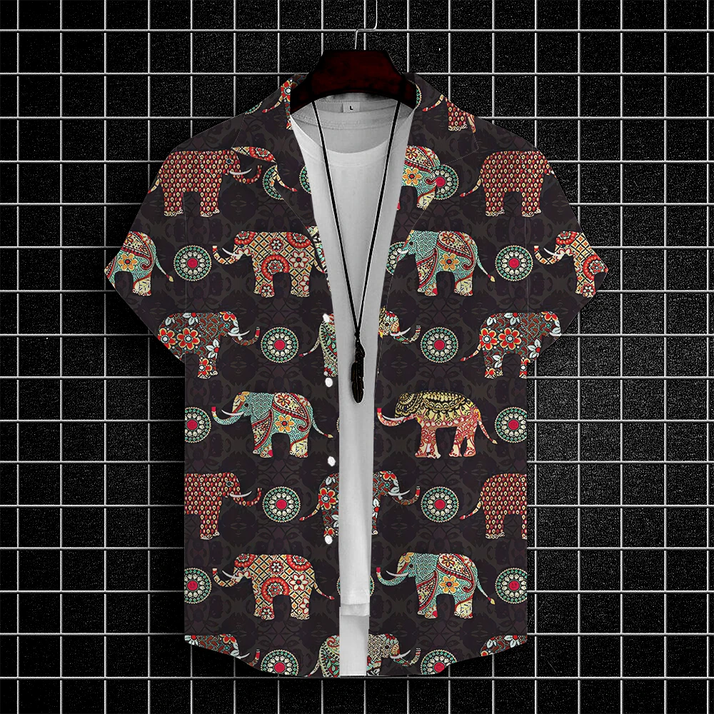 Men's Shirts Thai Elephant Casual 3d Print Hawaiian Shirt Man Summer Fashion For Daily Short Sleeves Men Clothing Tops