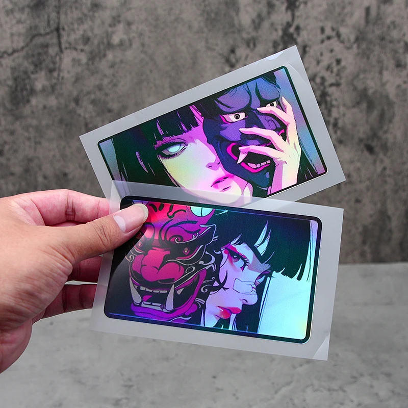 

1 шт. голографические аниме-наклейки, отлично подходят для любителей аниме, стильные мотивы, высококачественные клейкие наклейки
