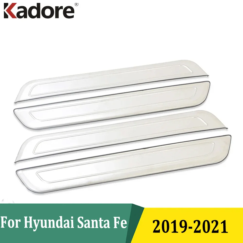 For Hyundai Santa Fe 2019 2020 2021 Outer Door Sill Scuff Plates Doors Sills Protectors Car Thresholds Sticker Stainless Steel