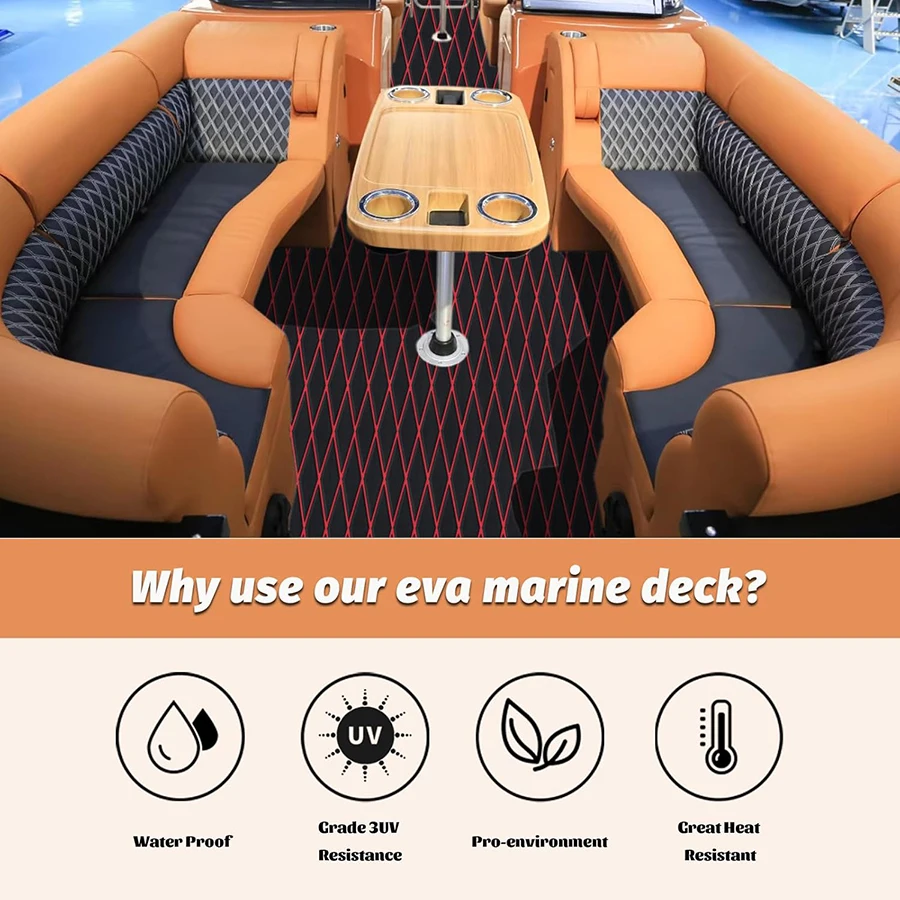 240*90cm EVA Foam Boat Flooring 3M Adhesive Backing 6mm Diamond Sea Deck Carpet Marine Non-Slip Sheet Kayak Yacht SwimPool