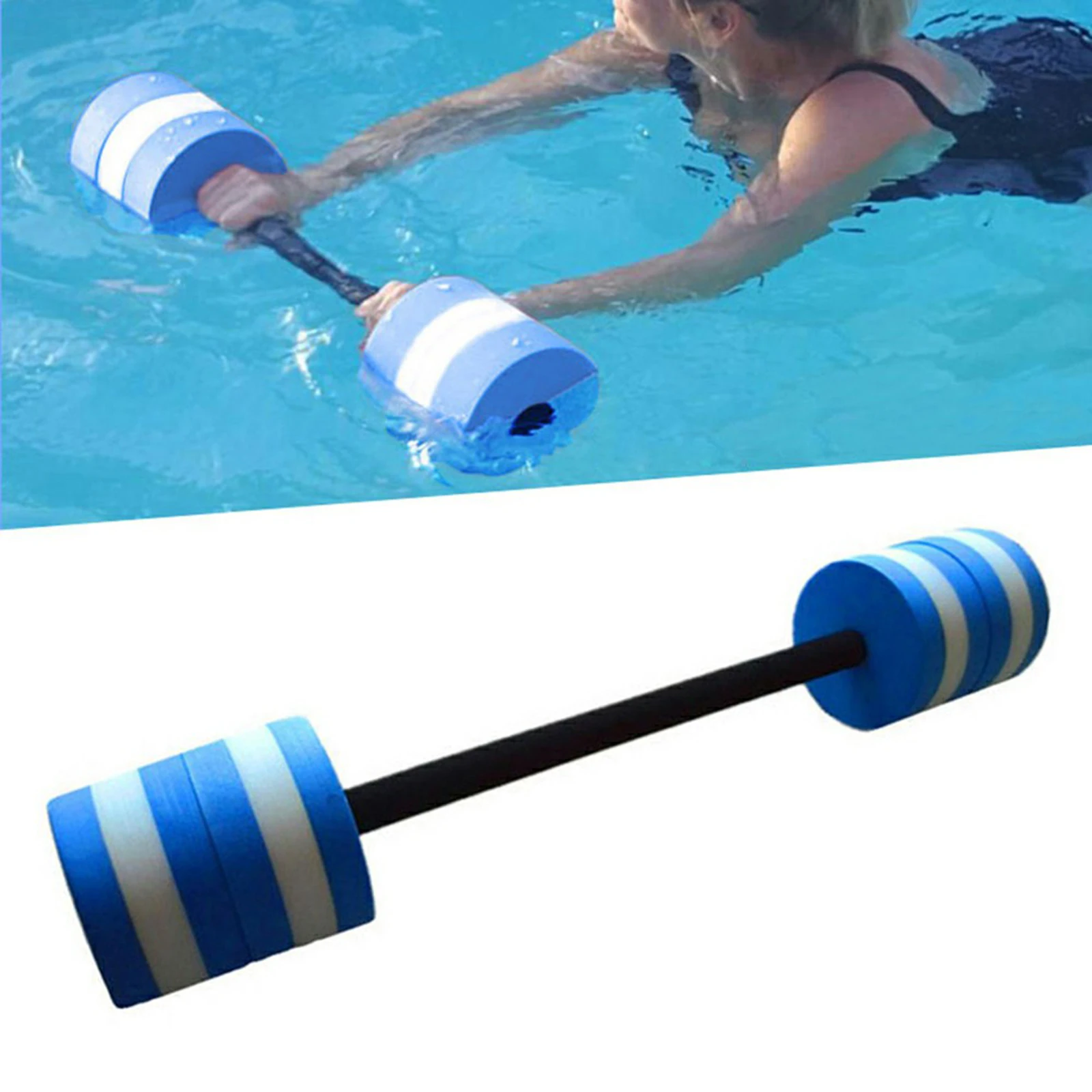 Mancuernas aeróbicas para piscina, mancuernas acuáticas de espuma EVA para ejercicio físico, flotador automático para piscina