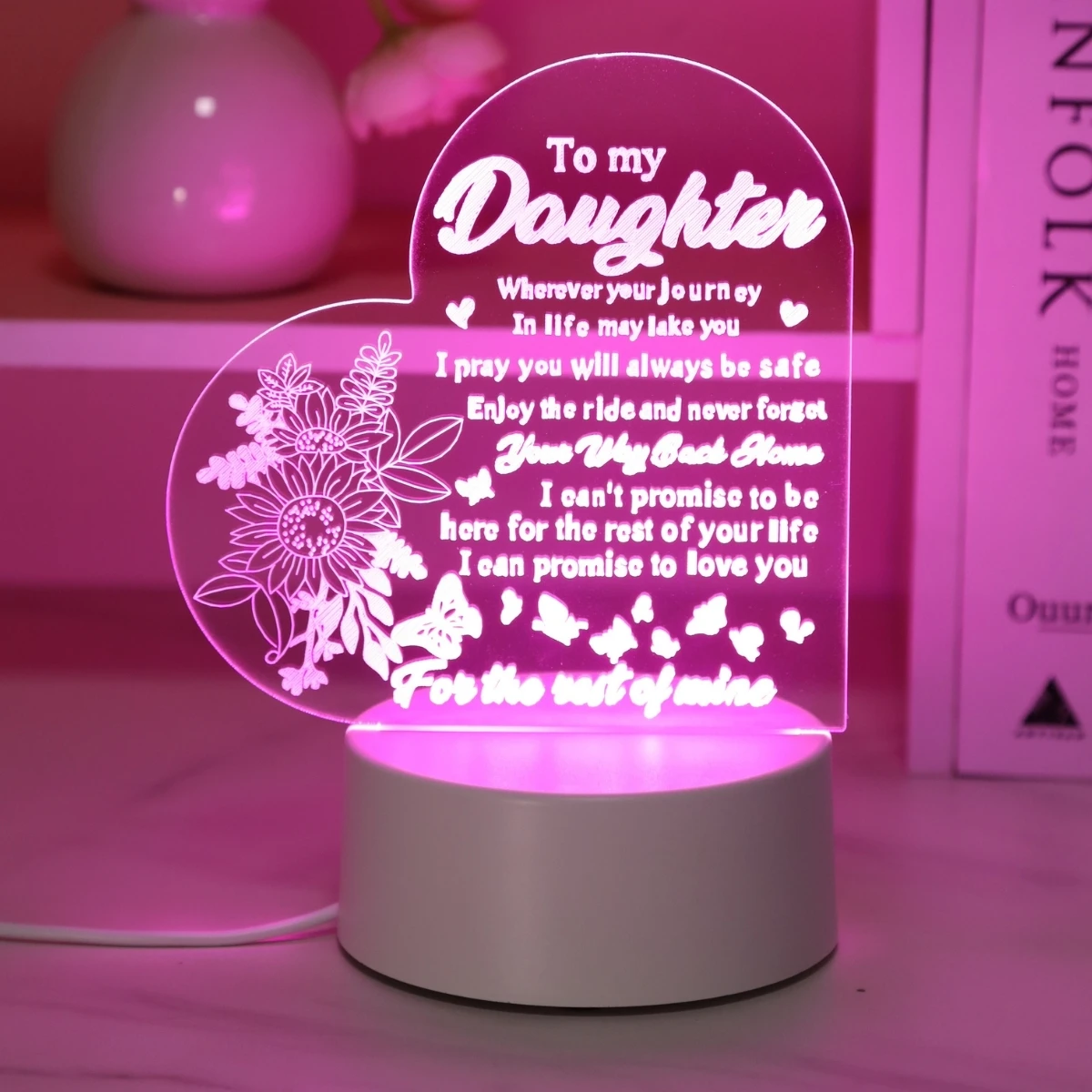 A special gift for my daughter - a night light perfect for birthdays, Christmas, Thanksgiving, graduation, and weddings!