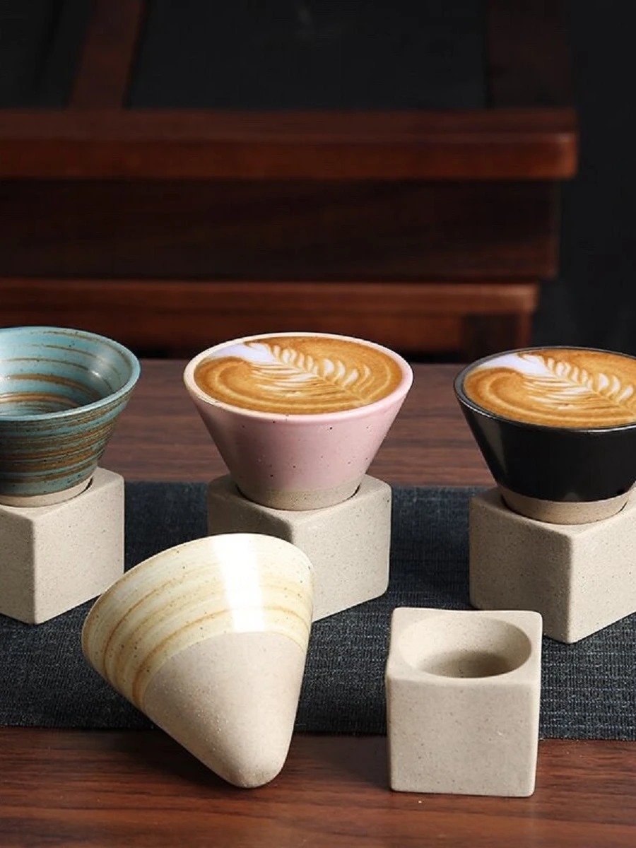 

1pcs 90ml Japanese Sake Cup Latte Mini Mug Tea Cup INS Ceramic Creative Funnel Exquisite Coffee Mug Rough Pottery Tea Cup