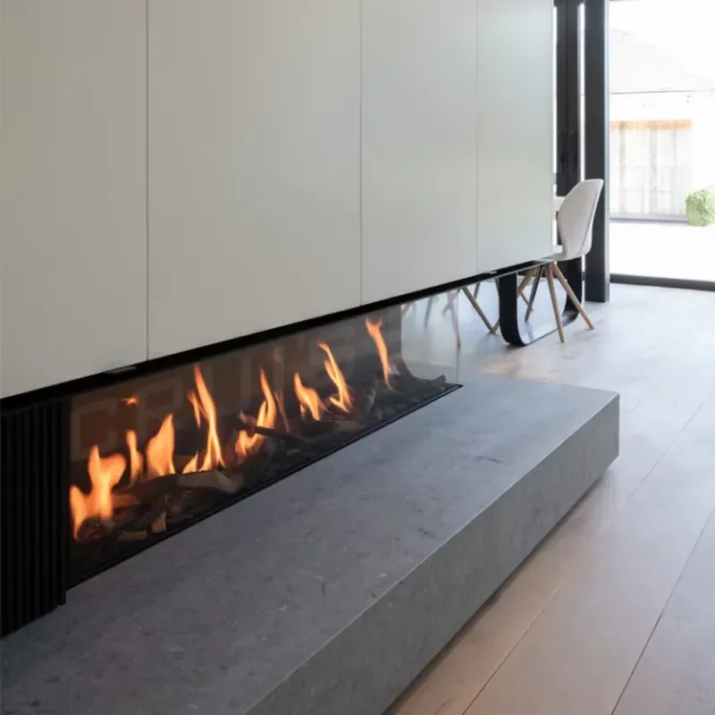 Double Sided Glass Gas Fireplace Insert Clean Burning Eco Friendly Modern Home Decor Living Room Heating Appliance