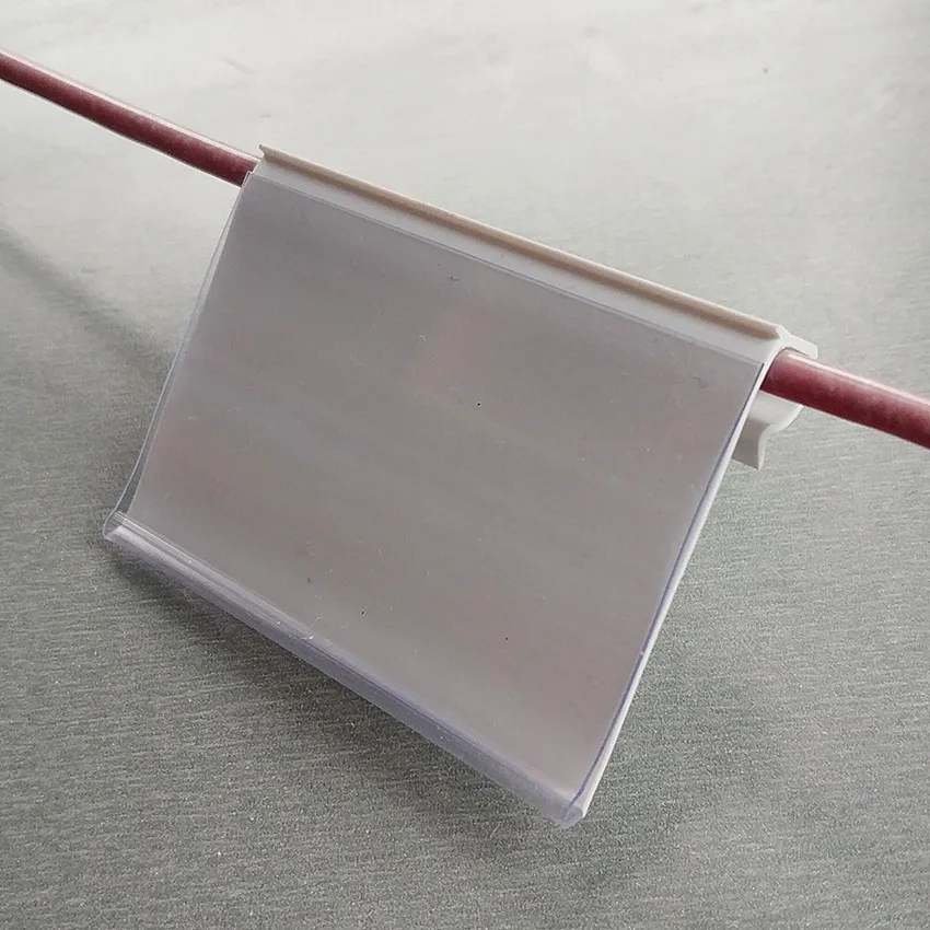 In White Plastic PVC Price Tag Sign Label Display Hanging Holders Supermarket Storage Shelf Rack Hooks 100pcs