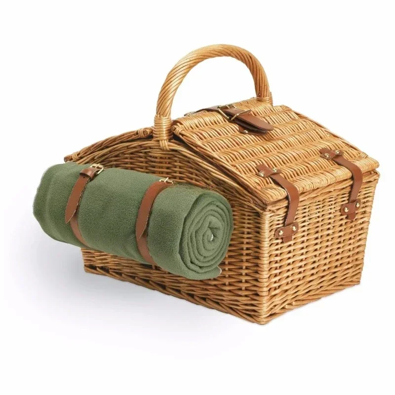 

Large Empty Hotsale Wicker Picnic Baskets with Lid Souvenir Folk Art FAIRY Eco-friendly Bicycle Basket