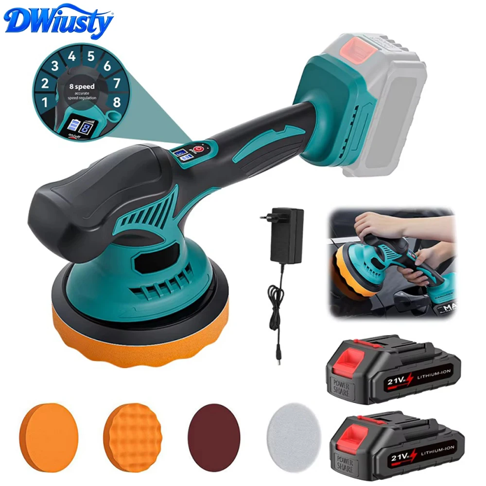 Polisseuse de voiture sans fil 150 mm, 8 vitesses variables, machine à polir et cirer électrique au lithium, ponceuse de réparation, kits d'outils électriques rechargeables pour batterie Makita
